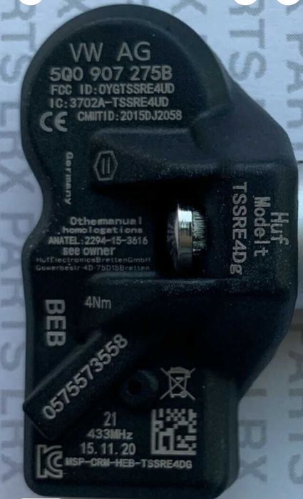 Оригинални TPMS датчици 5Q0907275B – комплект 4 бр. – свалени от VW Tiguan