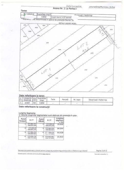 Vând teren în Buftea- Flamanzeni 2400mp sau 4800mp