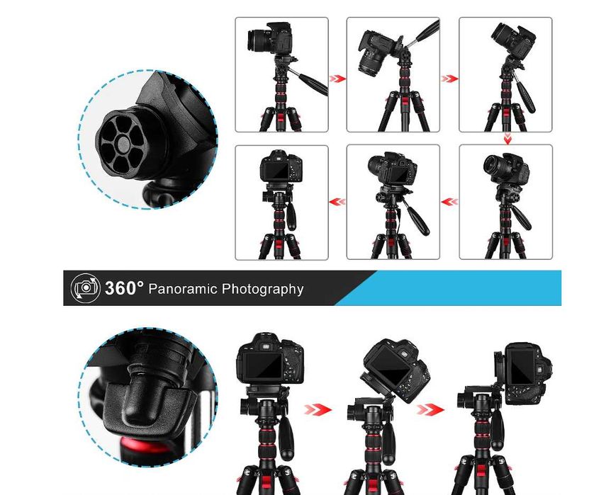 Висококачествен статив , мопод Andoer с панорамна глава 2м. / 8клг.