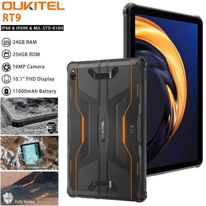 Tableta Oukitel RT9 10.1 inch  orange  256gb 24gb ram 11000mAh battery, dual-sim , ip68, SIGILATA