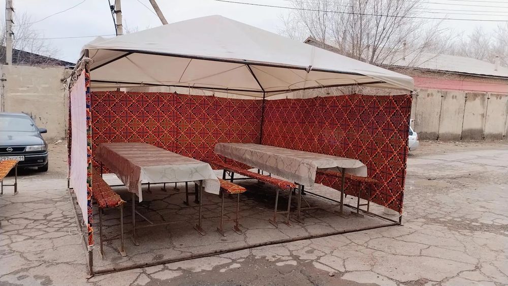 Аренда ықтырма палатка 4×4 казан ошак стол стуля посуда титан ыдыс аяқ