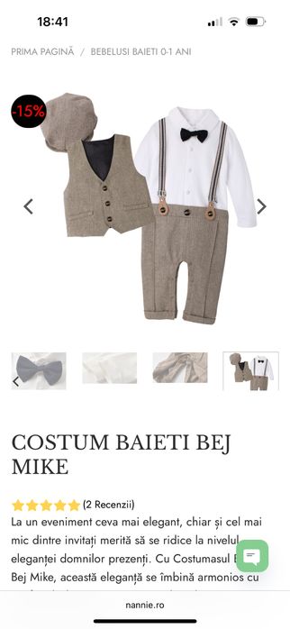 Vand costum botez Nannie nou cu eticheta