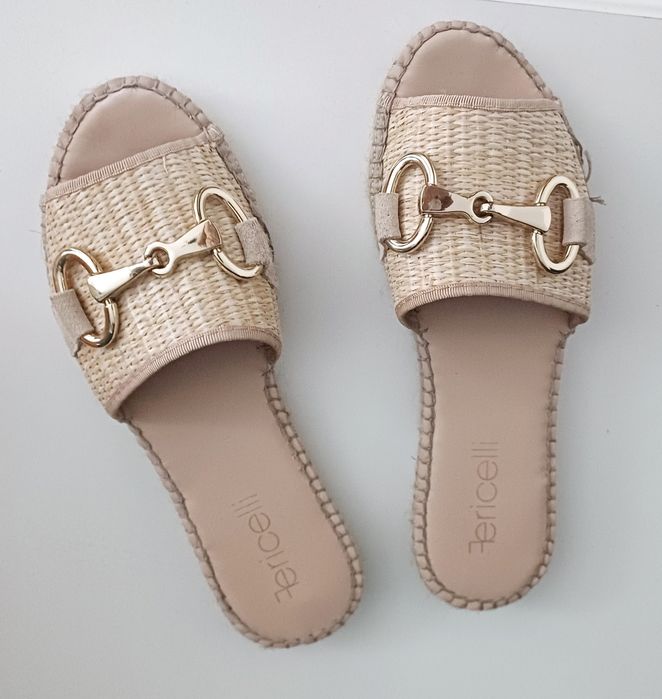 Papuci eleganți vacanță Fericelli piele rafie