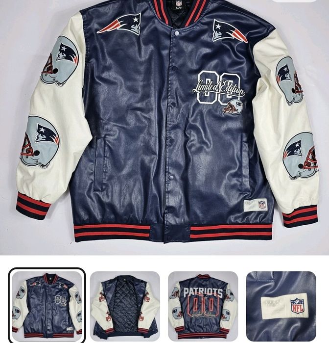 Geacă Varsity piele ecologică NFL New England Patriots - boohooMAN (Ediție Limitată) - Mărimea L