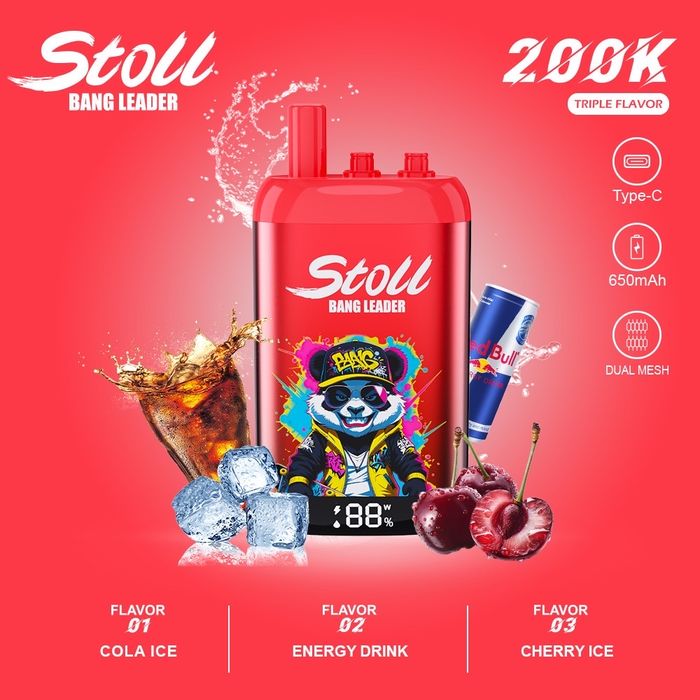 Vape 200.000 fumuri 3 arome, Redbull Bang Stoll, model nou