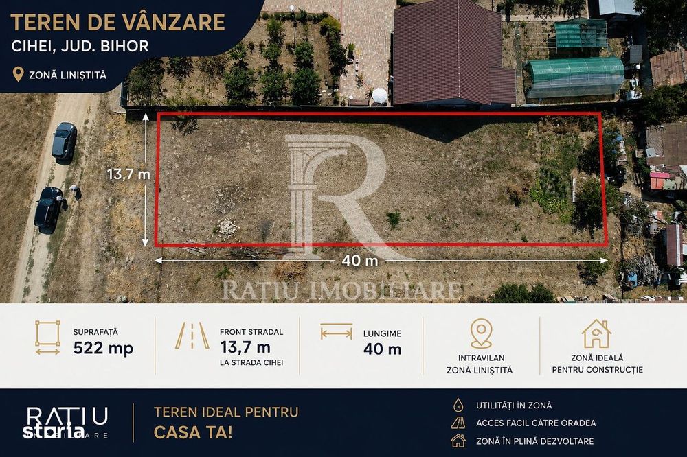 Teren intravilan de vânzare | Cihei | 522 mp