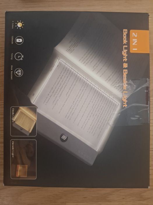 Lampă de citit LED 2 în 1, pentru cărți și noptieră, NOUĂ