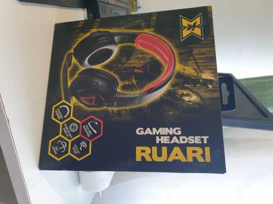 Casti cu microfon gaming Serioux Ruari, Negru