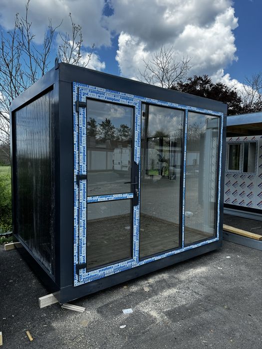 Container vitrina gri antracit modular containere birou magazin fastfood