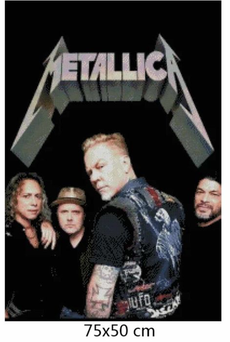 Уникален готов диамантен гоблен METALLICA в рамка – Голям размер 75х50