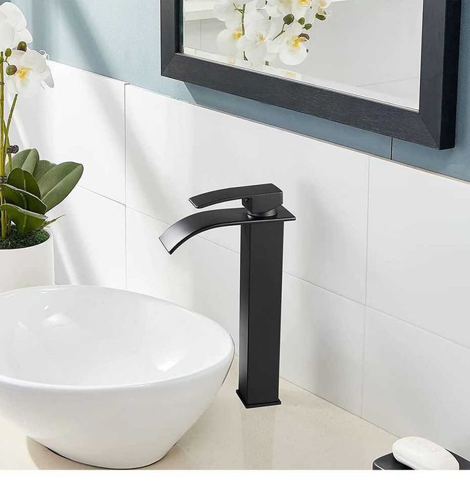 Baterie Cascada Lavoar Chiuveta Baie Bucatarie Modern Neagra Inalta