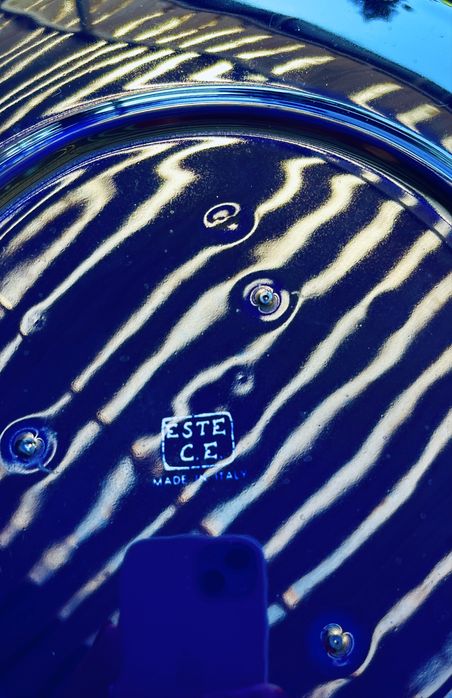 Големи стъклени кобалтови чинии-плата Este C.E. Италия