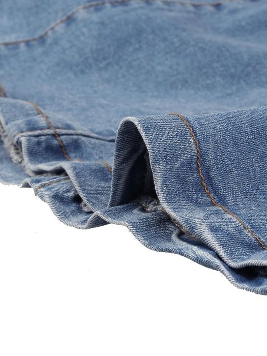Fustă damă denim midi talie înaltă albastru deschis M*