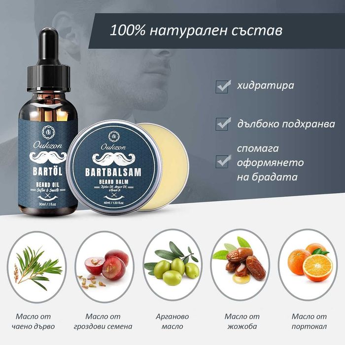 Стилен подаръчен комплект за поддръжка на брада 10 в 1