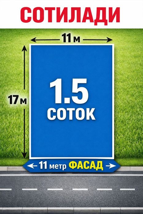 Кибрайда Срочно йер сотилади 1.5 соток