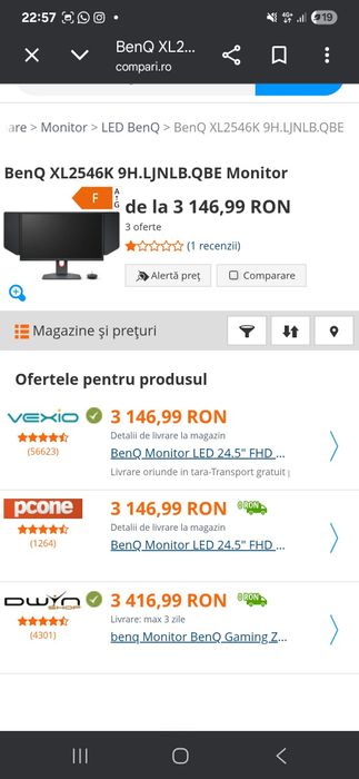 Monitor gaming, BenQ, XL2546K ZOWIE, 24,5"