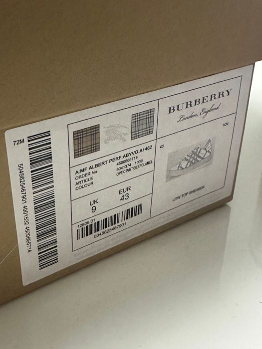 Adidasi Burberry Albert White Perforated Leather 43