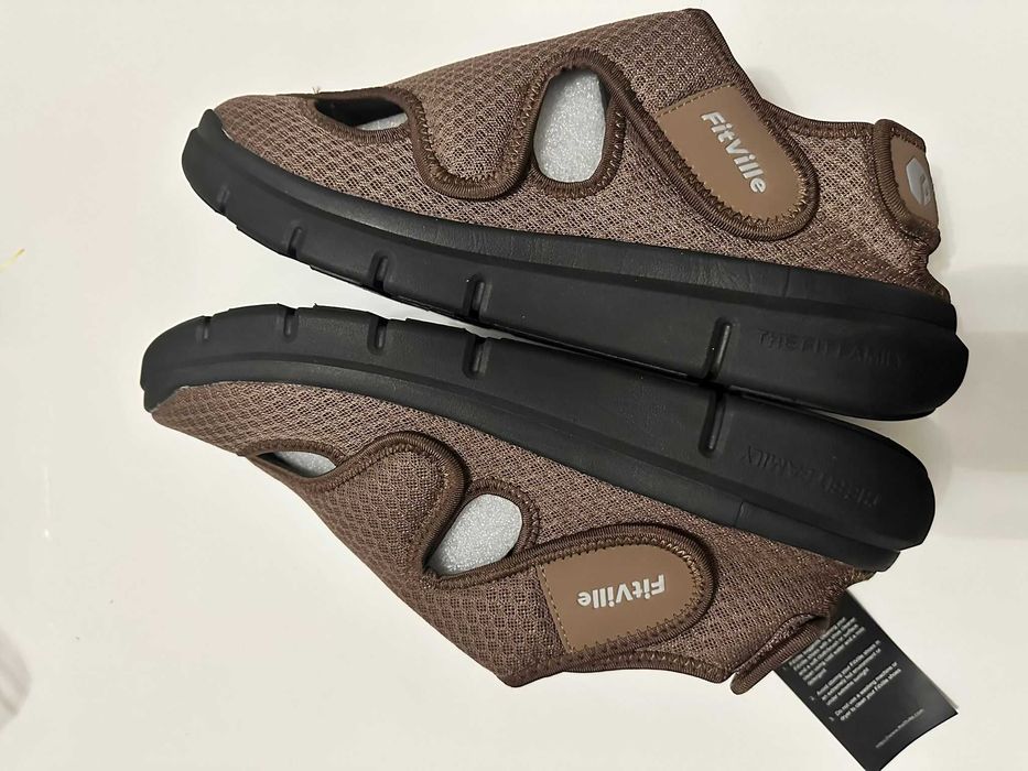 Sandale FitVille, diabetici extra lati, cu Velcro - marime 46/47