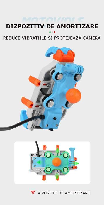Suport Telefon Moto/atv antivibratii cu incarcare wireless si port Usb