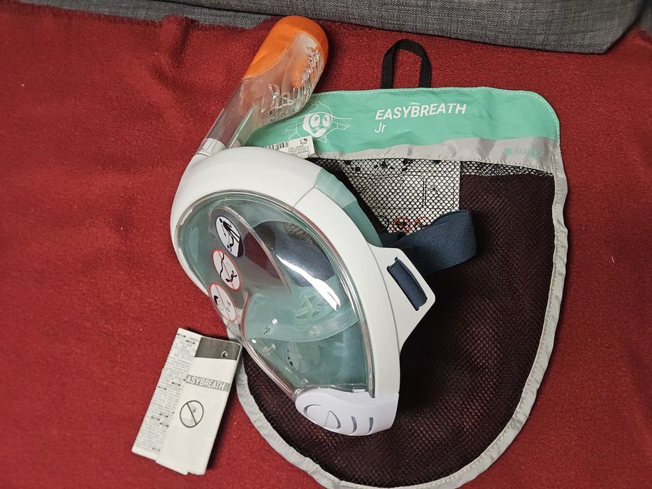 Mască full-face nouă snorkeling copii Decathlon Subea Easybreath — mărime XS, cu husă