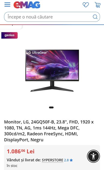 Monitor gaming LG UltraGear 24" 144Hz Full HD