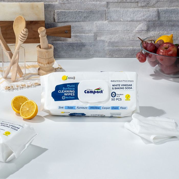 2 Pachete, Servetele Umede Multi-Suprafete cu Otet si Bicarbonat