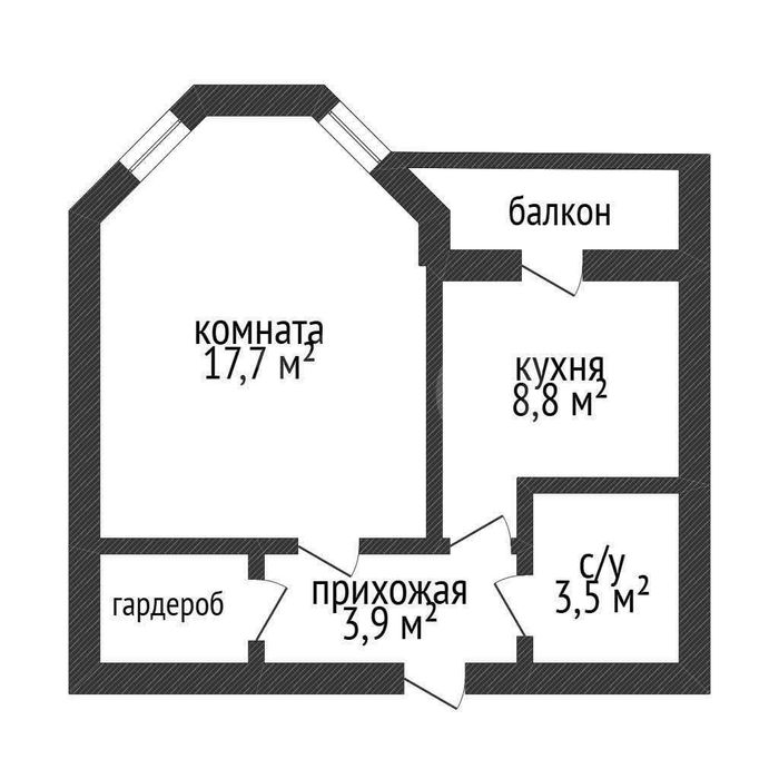 1 ком мкрн Юбиленый с гардеробом