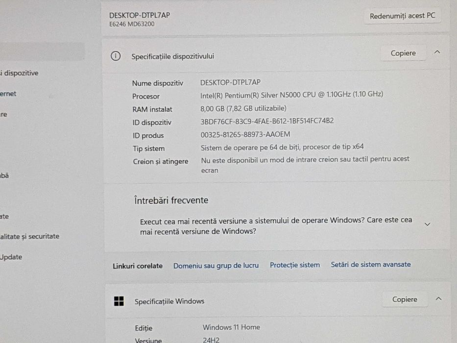 Laptop Medion Akoya E6246, Intel Pentium Silver N5000, ssd 256,ram 8Gb