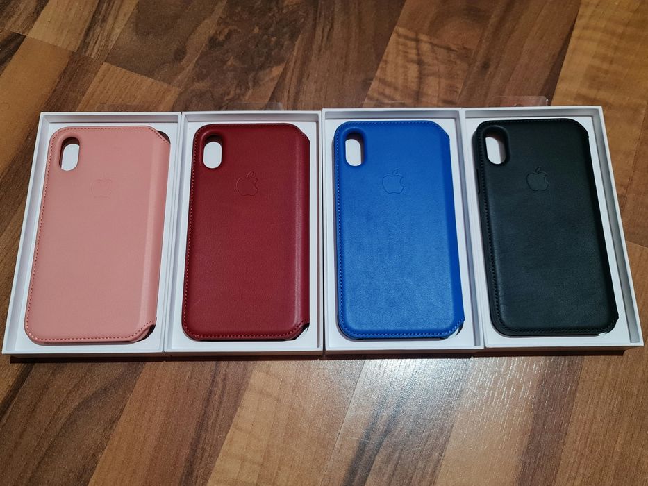 Husa piele flip smart activa originala Apple Leather Folio iPhone X Xs