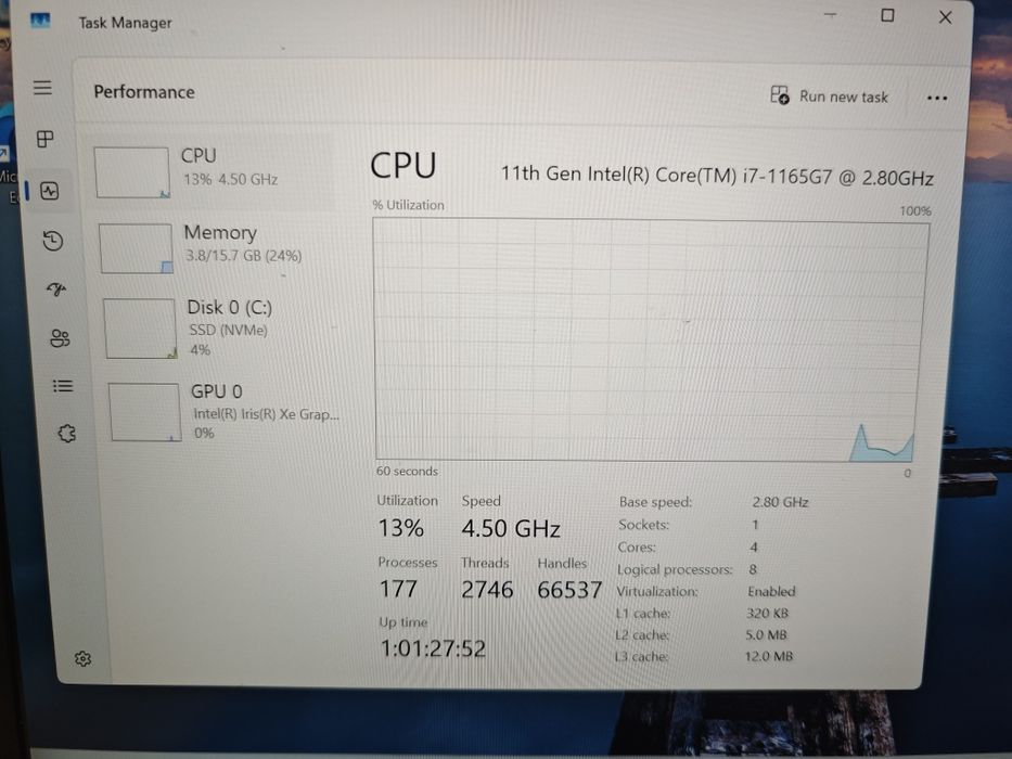 Laptop thinkpad L14 gen 2 i7 1165g7 RAM 8gb  ssd 256gb