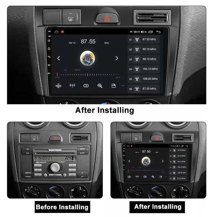 NAVIGATIE Android 14 Ford Fiesta Mk5 2002-2008 1/8 Gb CarPlay + CAMERA