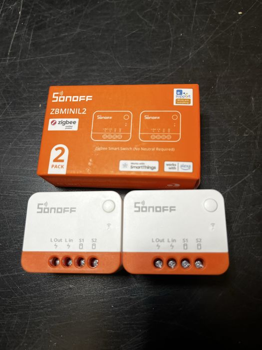 Set 2 comutatori Smart Sonoff ZBMINI, ZigBee 3.0, 6A, Alb
