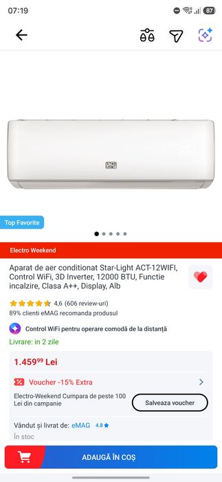 Aer condiționat Star-light 12.000 BTU - NOU SIGILAT + GARANTIE