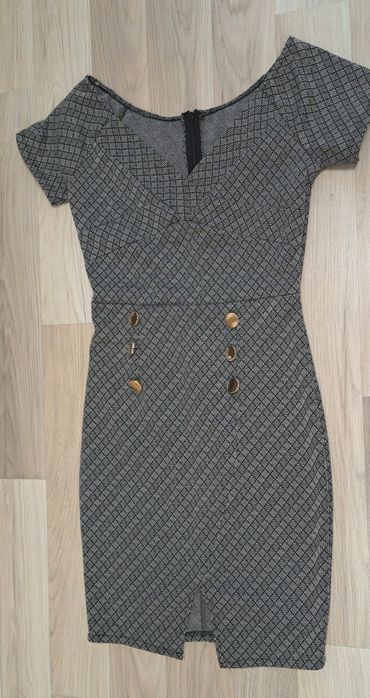 Рокля-гащеризон , елегантна рокля в сив цвят