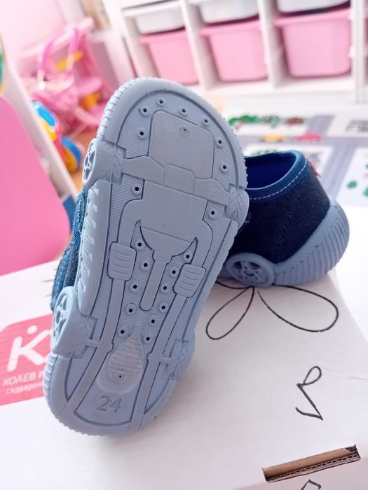 Детски тъмносини пантофи със самолет КК