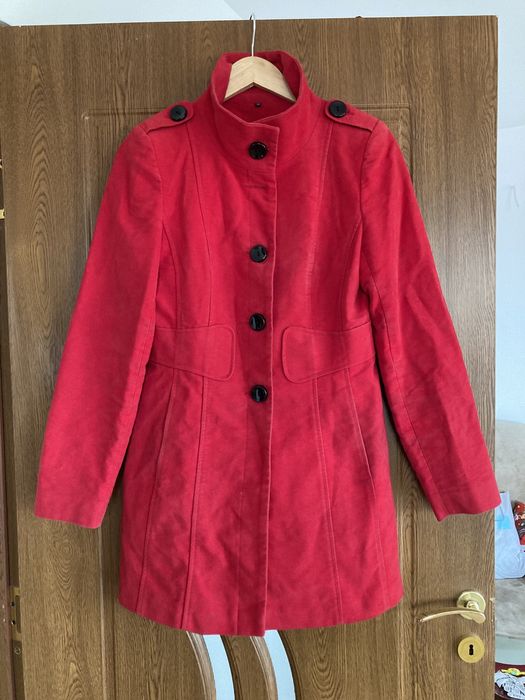 Palton rosu, stil Empire, masura M (marimea 12)