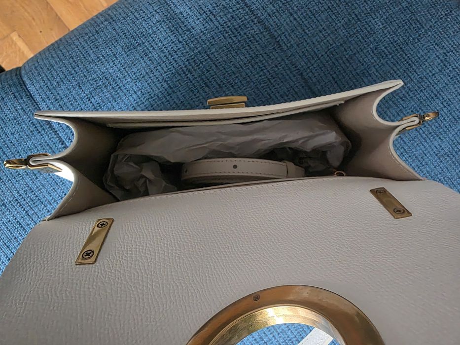 Geantă piele naturală Onocan albă - nouă