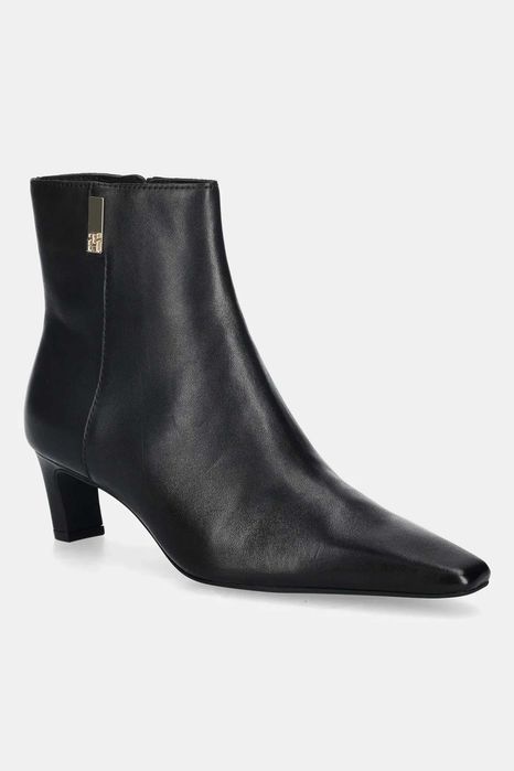 Tommy Hilfiger SQUARE TOE KITTEN BOOTIE Боти Tommy Hilfiger - естествена кожа.