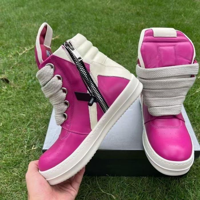 靴 Rick Owens geobasket jumbo lace pink Rick Owens Jumbo Geobasket Sneakers in Pink | Lyst