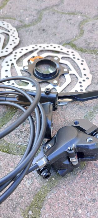 Set frane disc hidraulice SHIMANO MT200 NOI + discuri Centerlock 160mm