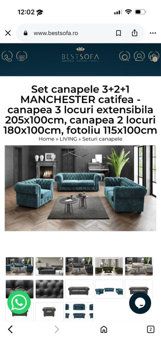 Set canapele + fotoliu Chesterfield