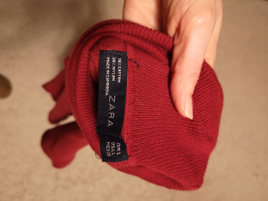 Bluza dama pe gat/helanca/maleta Zara tricot 70%bumbac, 30% nylon, L