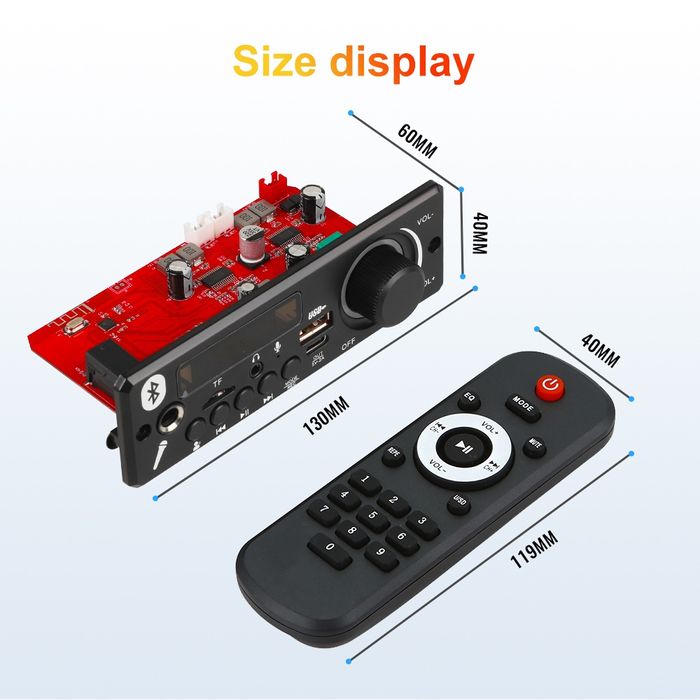 Mp3 player 2*80W с Блутут 5.0, DC 8V-24V, ,Tf card, папки, Fm,6.35