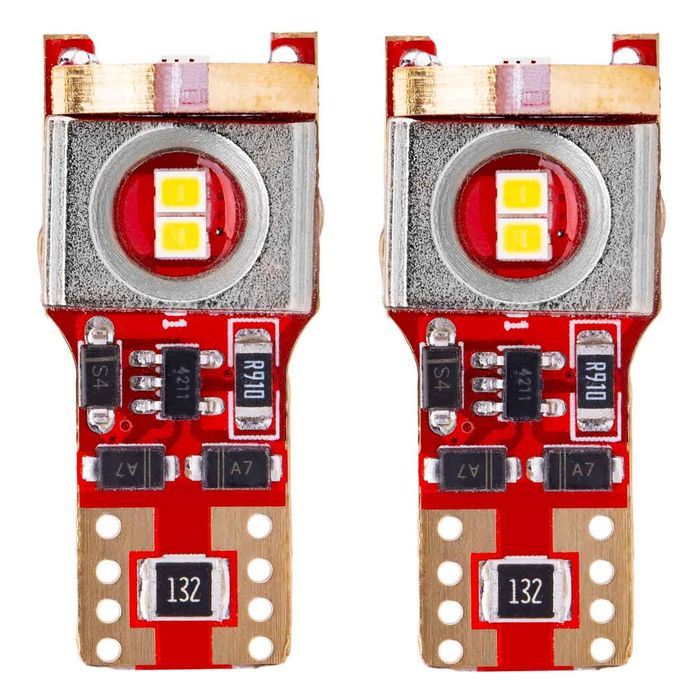Bec de pozitie tip LED Canbus, T10 W2.1x9.5 W5W W10W 12V/24V, 6SMD 2016, culoare alb, Amio, set 2 buc