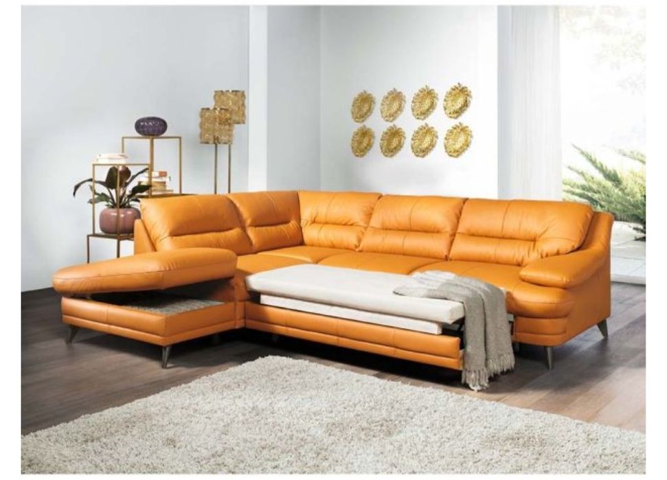 Ъглов диван естествена кожа