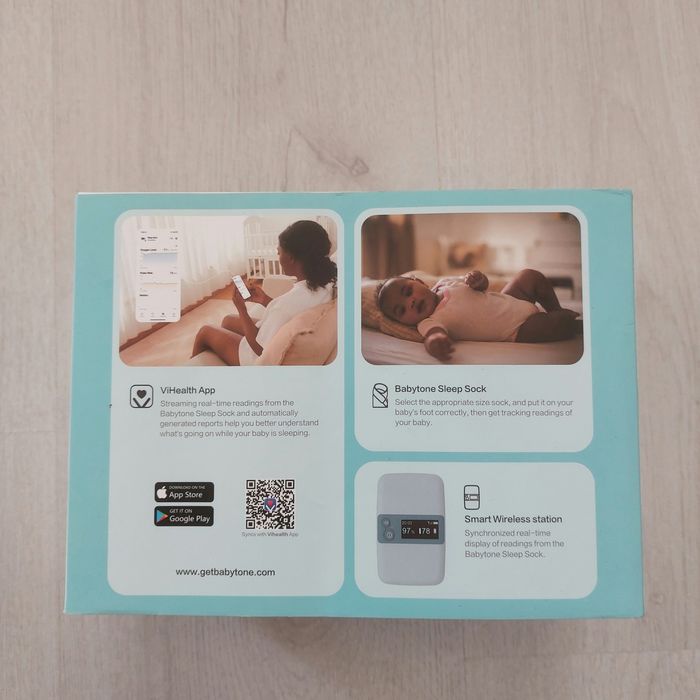 Умен Бебешки Чорап Монитор Babytone Sleep Sock+ | Пулс, Кислород, Сън (С Базова Станция)