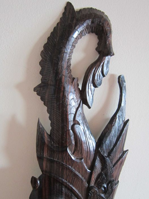 cadou rar Zeita Dewi Sri Bali 1960 decoratiune perete lemn abanos