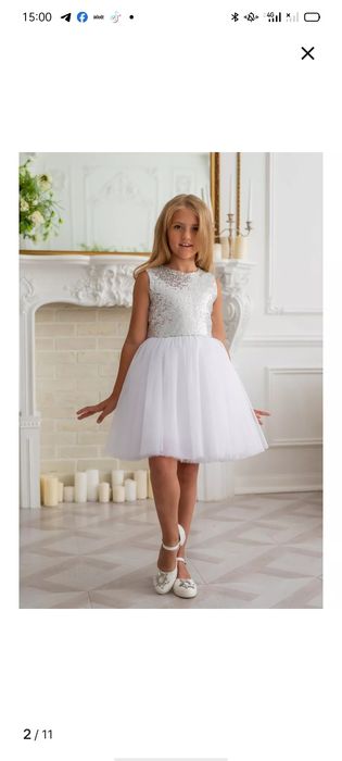 Белое платье детское ( рост 122)