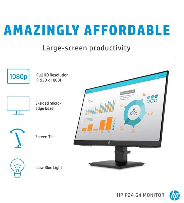 Монитор HP P24 G4, 23.8" Full HD, с IPS матрицей и частотой обновления