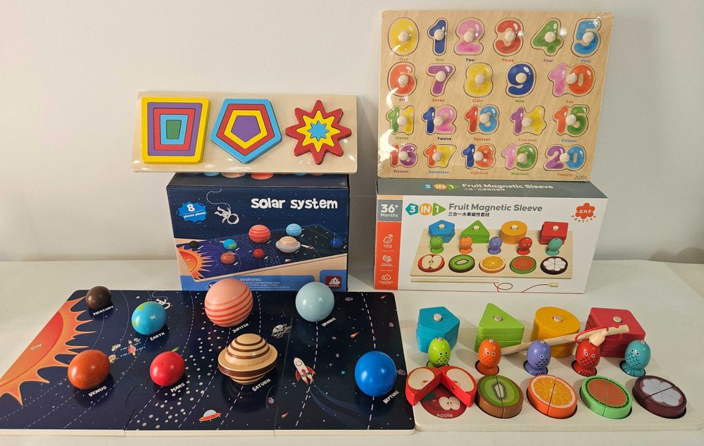 Lot de jucarii educative din lemn. Jucarii Montessori